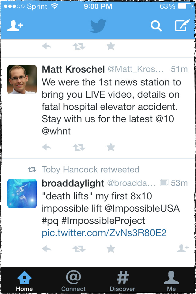 Two unrelated but eerie Tweets from my Oct. 30, 2013 Twitter feed. Photo by Mike Sweeney/©2013