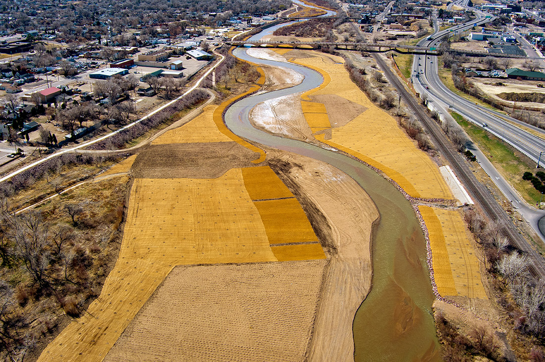 Fountain Creek flood mitigation in Pueblo, Colorado Arpril 4, 2021